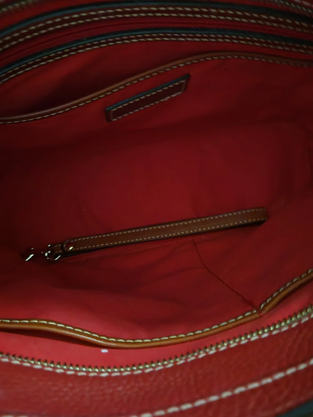 Dooney & Bourke Red Pebbled Leather Zip Wallet And Purse